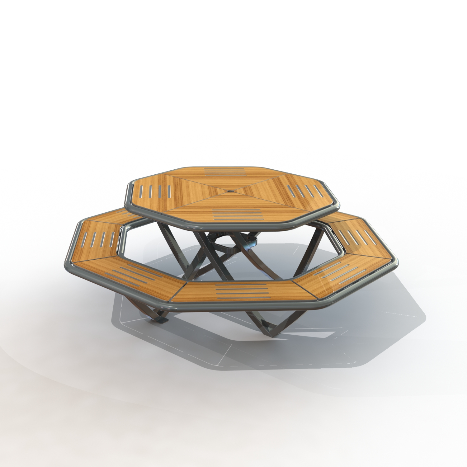 Table octogonale gamme horizon peint + teck