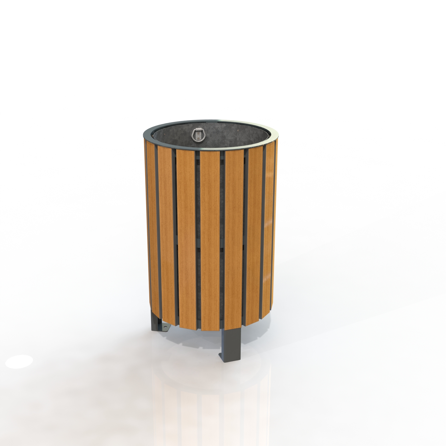 Corbeille optimum 60l peint + teck