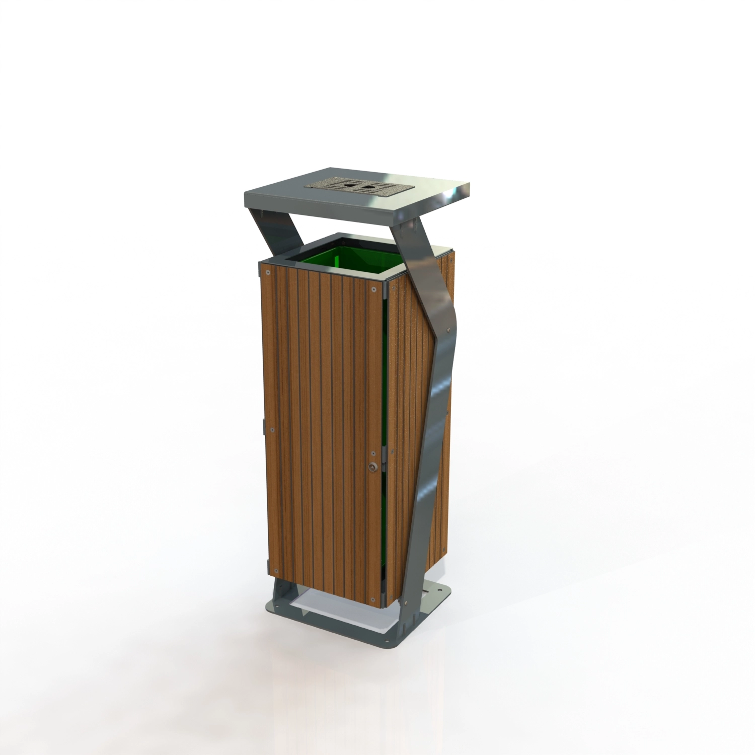 Corbeille 60l avec cendrier ga mme square peint + teck