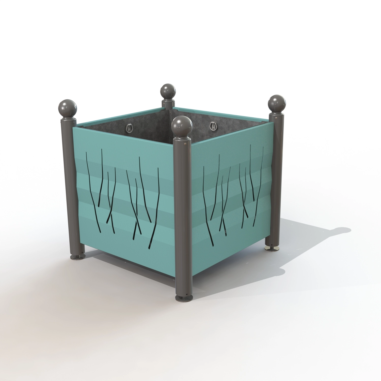 JARDINIERE HARMONIE 800 x 800 TETE BOULE PEINT + METAL